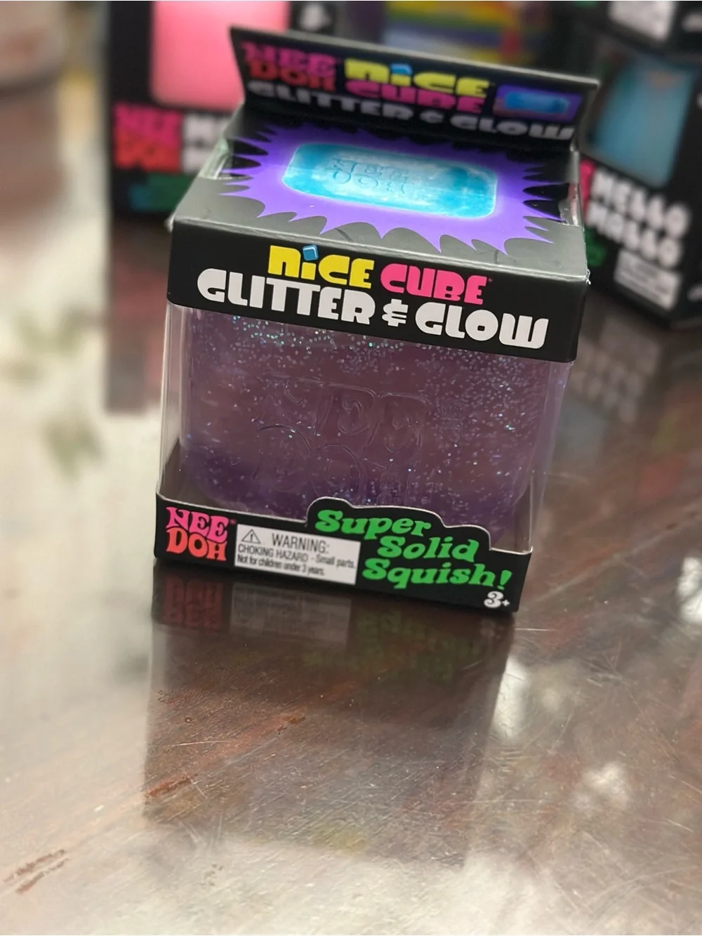 NeeDoh Nice Cube Glitter & Glow Super Solid Squish - Purple